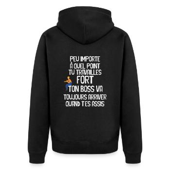 Chantier, Construction, Bâtiment Humour Homme - Veste à capuche bio Premium Unisexe - noir - Dos - Nico (187cm)