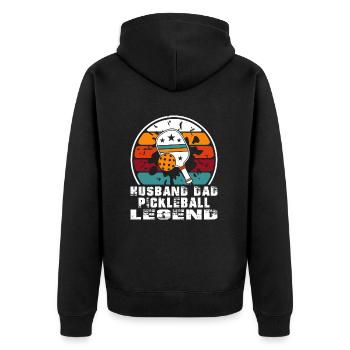 Husband Dad Pickleball legend - Unisex Premium Organic Zip Hoodie - black - Back - Nico (187cm)
