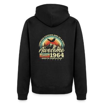 1964 Jahrgang Vintage Geburtstag Geschenk Retro - Unisex Premium Bio Zip Hoodie - Schwarz - Hinten - Nico (187cm)