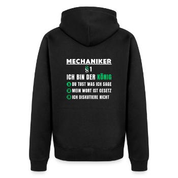 Mechanic Gift - I'm the King - Unisex Premium Organic Zip Hoodie - black - Back - Nico (187cm)