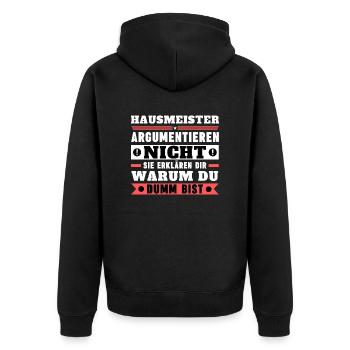 Janitors don't argue - Unisex Premium Organic Zip Hoodie - black - Back - Nico (187cm)
