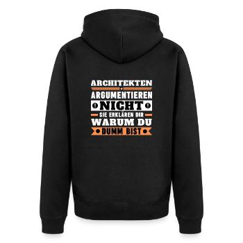Architects don't argue - Unisex Premium Organic Zip Hoodie - black - Back - Nico (187cm)