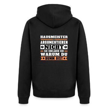 Janitors don't argue - Unisex Premium Organic Zip Hoodie - black - Back - Nico (187cm)