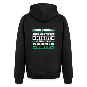 Roofers don't argue - Unisex Premium Organic Zip Hoodie - black - Back - Nico (187cm)
