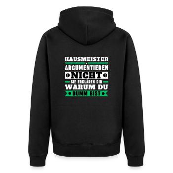 Caretakers don't argue - Unisex Premium Organic Zip Hoodie - black - Back - Nico (187cm)