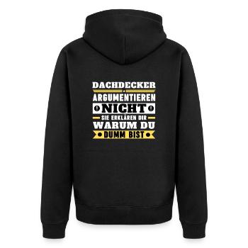 Roofers don't argue - Unisex Premium Organic Zip Hoodie - black - Back - Nico (187cm)