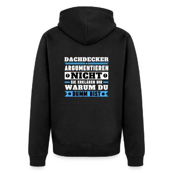 Roofers don't argue - Unisex Premium Organic Zip Hoodie - black - Back - Nico (187cm)