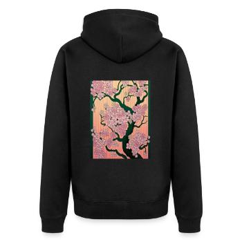 Asiatisch - Unisex Premium Bio Zip Hoodie - Schwarz - Hinten - Nico (187cm)