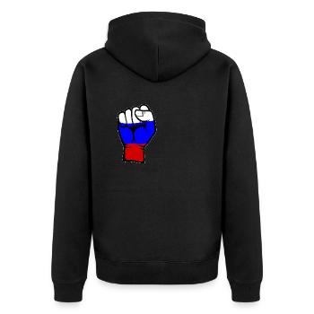 Russland Flagge Faust Hand Symbol - Unisex Premium Bio Zip Hoodie - Schwarz - Hinten - Nico (187cm)