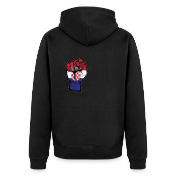 Kroatien Flagge Faust Hand Symbol used - Unisex Premium Bio Zip Hoodie - Schwarz - Hinten - Nico (187cm)