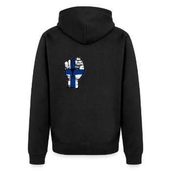 Finland flag fist hand icon used - Unisex Premium Organic Zip Hoodie - black - Back - Nico (187cm)