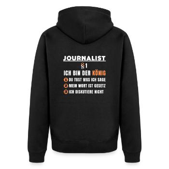 Cadeau de journaliste - Je suis le roi - Veste à capuche bio Premium Unisexe - noir - Dos - Nico (187cm)