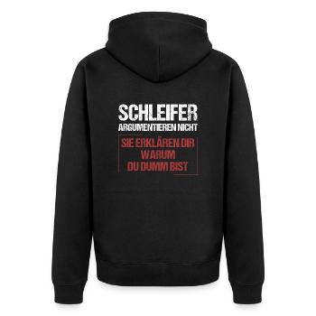 Grinders don't argue - Unisex Premium Organic Zip Hoodie - black - Back - Nico (187cm)