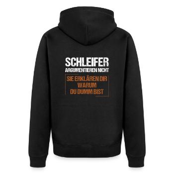Grinders don't argue - Unisex Premium Organic Zip Hoodie - black - Back - Nico (187cm)