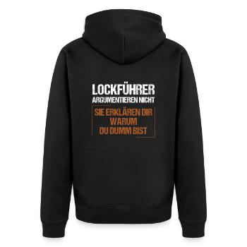 Lure leaders don't argue - Unisex Premium Organic Zip Hoodie - black - Back - Nico (187cm)