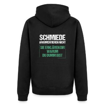Blacksmiths don't argue - Unisex Premium Organic Zip Hoodie - black - Back - Nico (187cm)