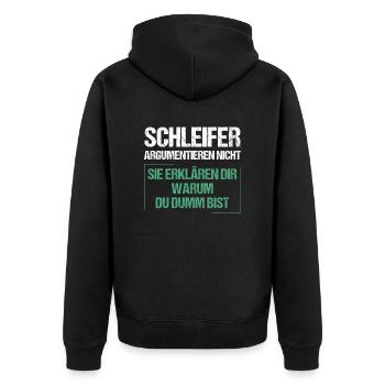 Grinders don't argue - Unisex Premium Organic Zip Hoodie - black - Back - Nico (187cm)