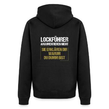Lure leaders don't argue - Unisex Premium Organic Zip Hoodie - black - Back - Nico (187cm)
