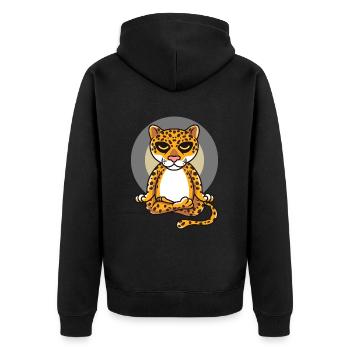Yoga Jaguar - Unisex Premium Bio Zip Hoodie - Schwarz - Hinten - Nico (187cm)
