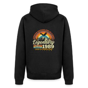 Legendary since 1989 Vintage Birthday Gift - Unisex Premium Organic Zip Hoodie - black - Back - Nico (187cm)