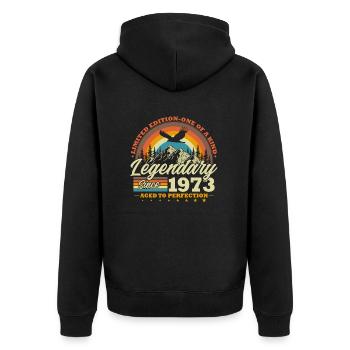 Legendary since 1973 Vintage Birthday Gift - Unisex Premium Organic Zip Hoodie - black - Back - Nico (187cm)