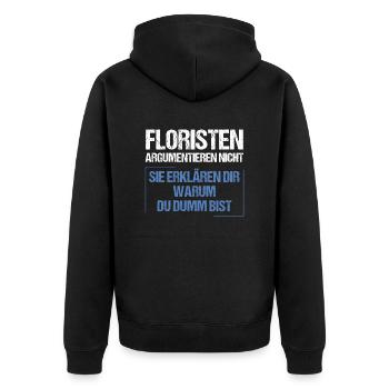 Les fleuristes ne se disputent pas - Veste à capuche bio Premium Unisexe - noir - Dos - Nico (187cm)