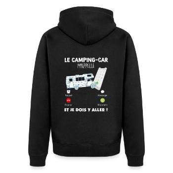 Camping-car citation drole pour papa campeur - Veste à capuche bio Premium Unisexe - noir - Dos - Nico (187cm)