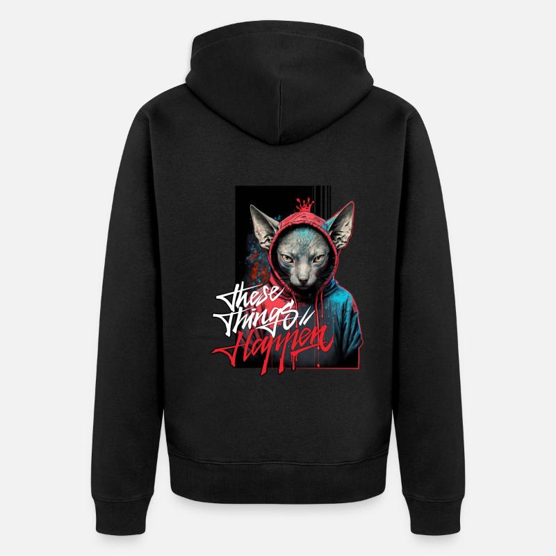 Graffiti de chat Sphinx - Veste à capuche bio Premium Unisexe - noir