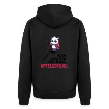 Bergwandern alpin Berghütte Apfelstrudel Brotzeit - Unisex Premium Bio Zip Hoodie - Schwarz - Hinten - Nico (187cm)