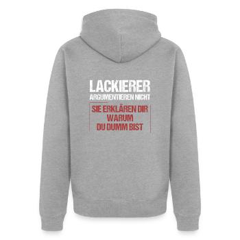 Les peintres ne discutent pas - Veste à capuche bio Premium Unisexe - gris chiné - Dos - Nico (187cm)