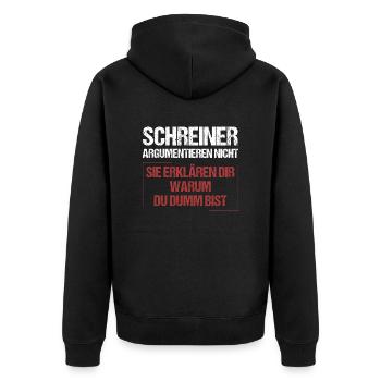 Carpenters don't argue - Unisex Premium Organic Zip Hoodie - black - Back - Nico (187cm)