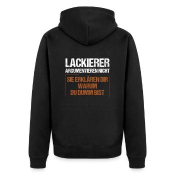 Les peintres ne discutent pas - Veste à capuche bio Premium Unisexe - noir - Dos - Nico (187cm)