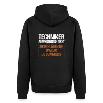 Technicians don't argue - Unisex Premium Organic Zip Hoodie - black - Back - Nico (187cm)
