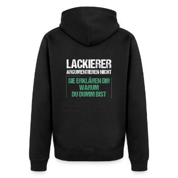 Les peintres ne discutent pas - Veste à capuche bio Premium Unisexe - noir - Dos - Nico (187cm)