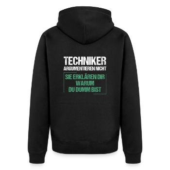 Technicians don't argue - Unisex Premium Organic Zip Hoodie - black - Back - Nico (187cm)