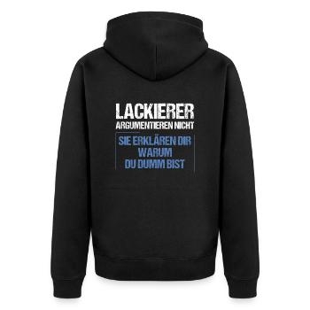 Les peintres ne discutent pas - Veste à capuche bio Premium Unisexe - noir - Dos - Nico (187cm)