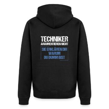 Technicians don't argue - Unisex Premium Organic Zip Hoodie - black - Back - Nico (187cm)