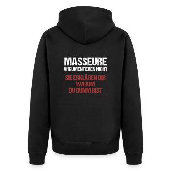 Massage therapists don't argue - Unisex Premium Organic Zip Hoodie - black - Back - Nico (187cm)