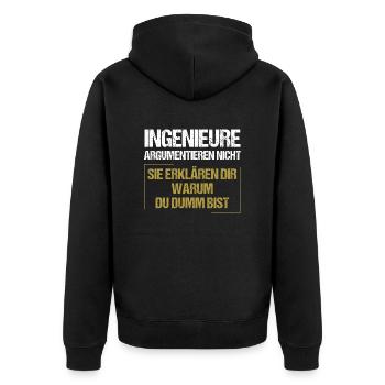 Engineers don't argue - Unisex Premium Organic Zip Hoodie - black - Back - Nico (187cm)