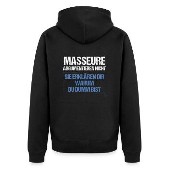 Massage therapists don't argue - Unisex Premium Organic Zip Hoodie - black - Back - Nico (187cm)