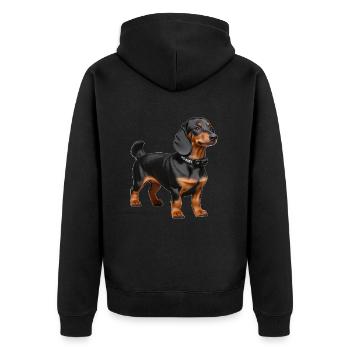 Dachshund - Unisex Premium Organic Zip Hoodie - black - Back - Nico (187cm)
