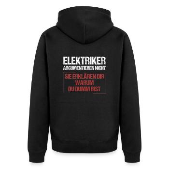Electricians don't argue - Unisex Premium Organic Zip Hoodie - black - Back - Nico (187cm)