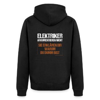 Electricians don't argue - Unisex Premium Organic Zip Hoodie - black - Back - Nico (187cm)