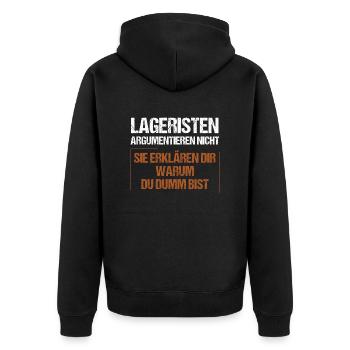 Les employés des entrepôts ne discutent pas - Veste à capuche bio Premium Unisexe - noir - Dos - Nico (187cm)