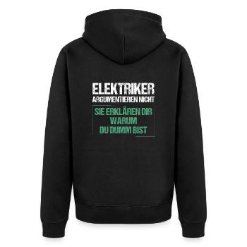 Electricians don't argue - Unisex Premium Organic Zip Hoodie - black - Back - Nico (187cm)