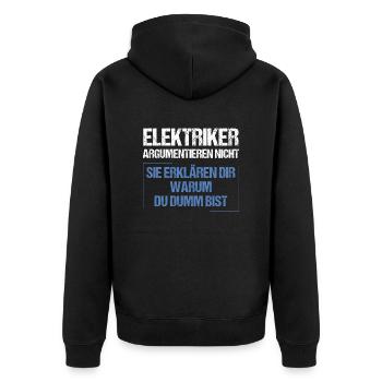 Electricians don't argue - Unisex Premium Organic Zip Hoodie - black - Back - Nico (187cm)