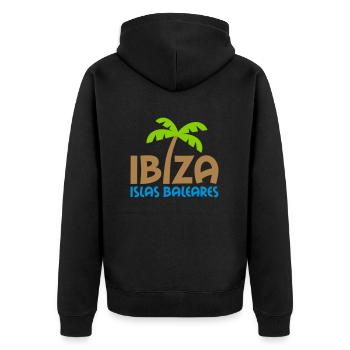 Ibiza, Îles Baléares (palmier comme i) - Veste à capuche bio Premium Unisexe - noir - Dos - Nico (187cm)