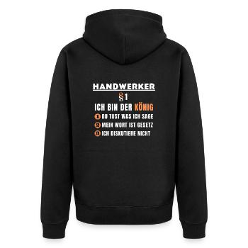 Artisan Gift - I'm the King - Unisex Premium Organic Zip Hoodie - black - Back - Nico (187cm)