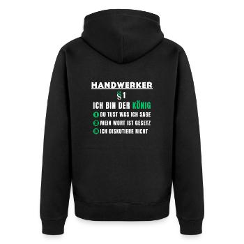 Artisan Gift - I'm the King - Unisex Premium Organic Zip Hoodie - black - Back - Nico (187cm)