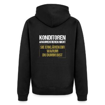 Konditoren argumentieren nicht - Unisex Premium Bio Zip Hoodie - Schwarz - Hinten - Nico (187cm)
